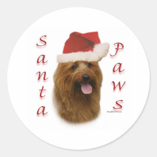 Australian Terrier Santa Paws Classic Round Sticker