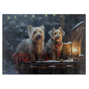 Australian Terrier Snowy Sleigh Christmas Decor  Cutting Board