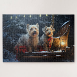 Australian Terrier Snowy Sleigh Christmas Decor  Jigsaw Puzzle