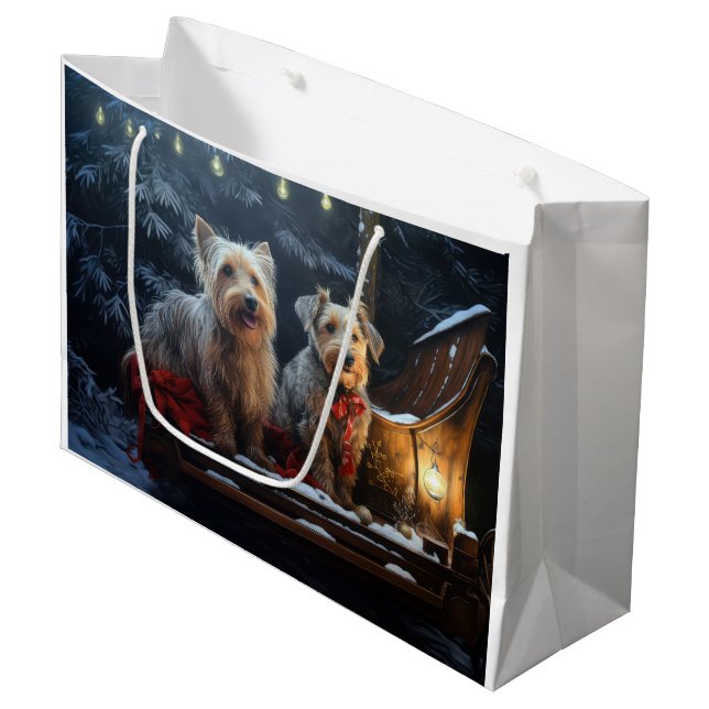 Australian Terrier Snowy Sleigh Christmas Decor  Large Gift Bag (Front Angled)