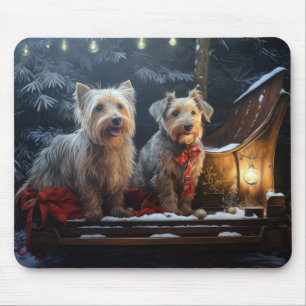 Australian Terrier Snowy Sleigh Christmas Decor Mouse Pad