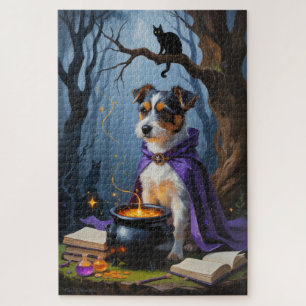 Australian Terrier Whimsical Halloween Painting Jigsaw Puzzle