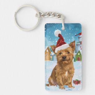 Australian Terrier Winter Wonderland Christmas  Keychain