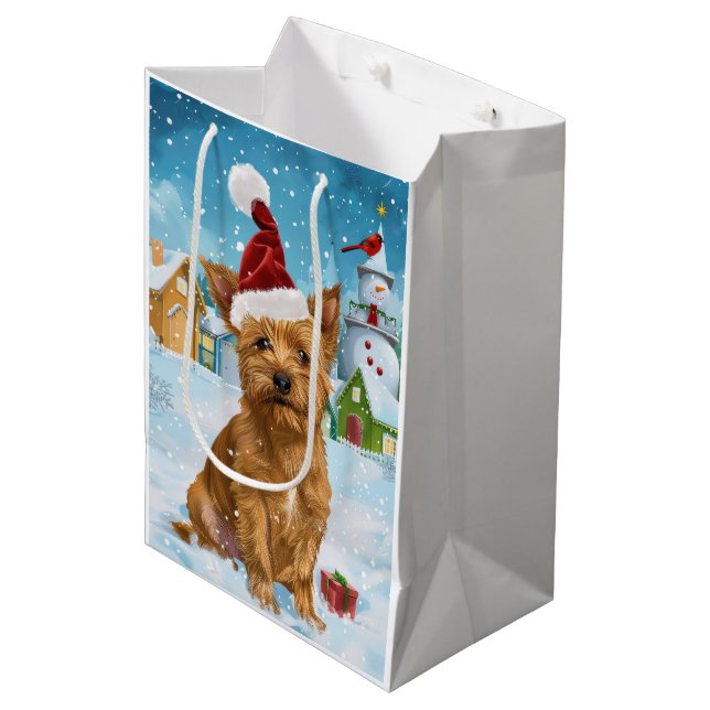 Australian Terrier Winter Wonderland Christmas  Medium Gift Bag (Front Angled)