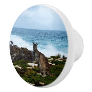 Australian Wallaby At The Ocean, Ceramic Knob
