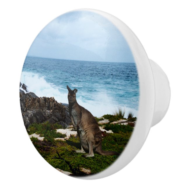 Australian Wallaby At The Ocean, Ceramic Knob (Right)