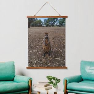 Australian Wallaby Eating Sticks, Wall Hanging Tapestry