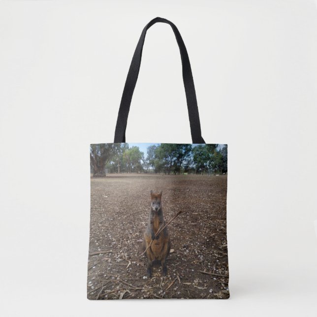 Australian Wallaby Holding A Stick,  Tote Bag (Front)