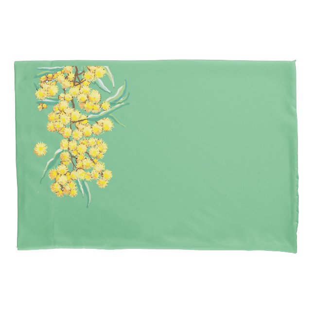 Australian wattle blossom pillowcase (Front)