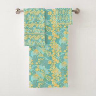 Australian wattle blossoms bath towel set
