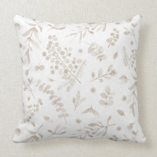 Australian wattle eucalyptus leaves beige throw pillow