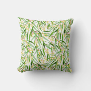 Australian Wattle Pattern Throw Pillow
