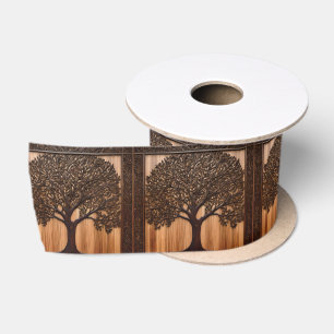 Australian Wattle Tree 3D Wood Print, Satin Ribbon