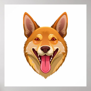 Australian wild dog dingo head poster