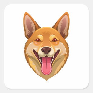 Australian wild dog dingo head square sticker