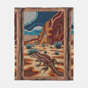 Australian Wild Lizard Wildlife Scene Fleece Blanket