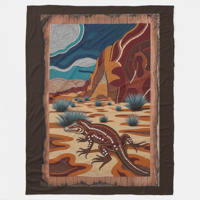 Australian Wild Lizard Wildlife Scene Fleece Blanket (Front)