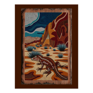 Australian Wild Lizard Wildlife Scene Poster