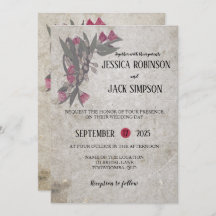 Australian Wildflowers Gum Tree Wedding Invites