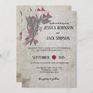 Australian Wildflowers Gum Tree Wedding Invites
