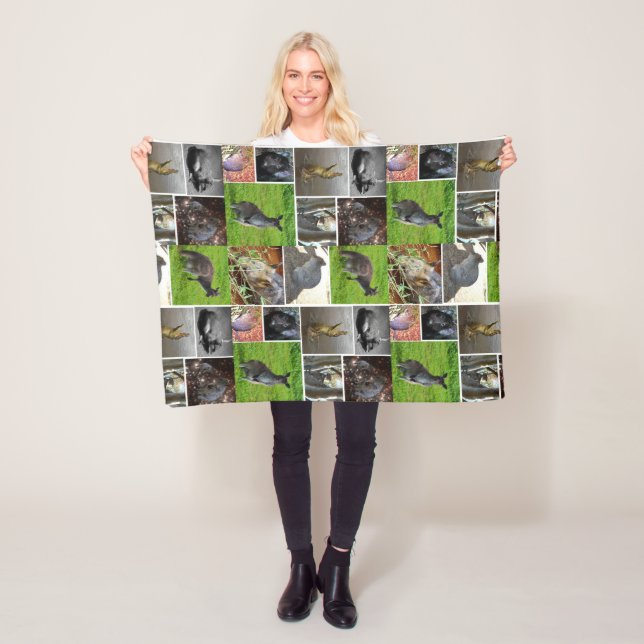 Australian Wildlife Collage, Fleece Blanket (In Situ)