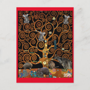 Australian Wildlife in Tree of Life, Klimt parody, Postcard