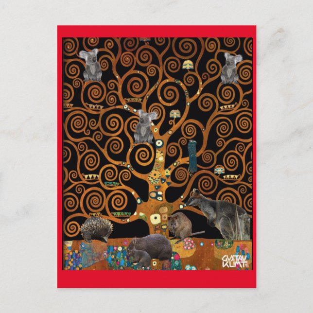 Australian Wildlife in Tree of Life, Klimt parody, Postcard (Front)