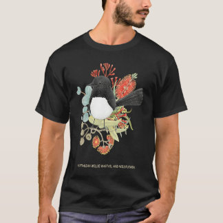 Australian Willie Wagtail and Wildflowers T-Shirt
