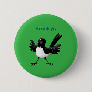 Australian Willie Wagtail cartoon 2 Inch Round Button