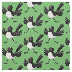 Australian Willie Wagtail cartoon Fabric