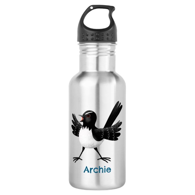 Australian Willie Wagtail cartoon personalized 532 Ml Water Bottle (Front)