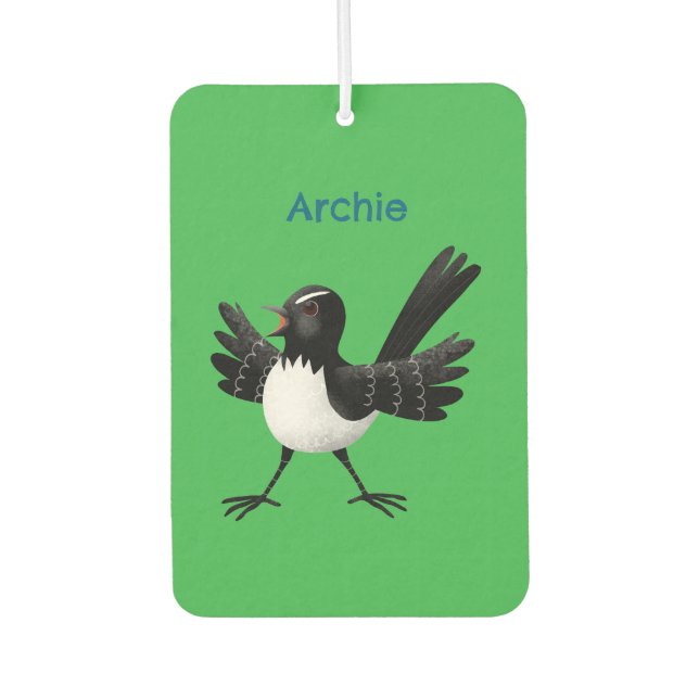 Australian Willie Wagtail cartoon personalized Air Freshener (Front)