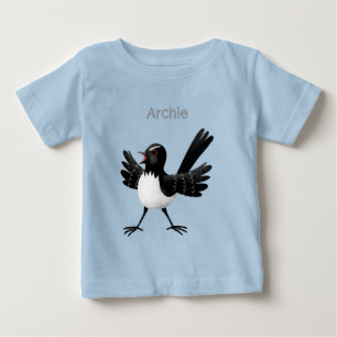 Australian Willie Wagtail cartoon personalized Baby T-Shirt