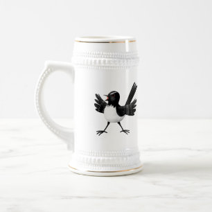 Australian Willie Wagtail cartoon personalized Beer Stein