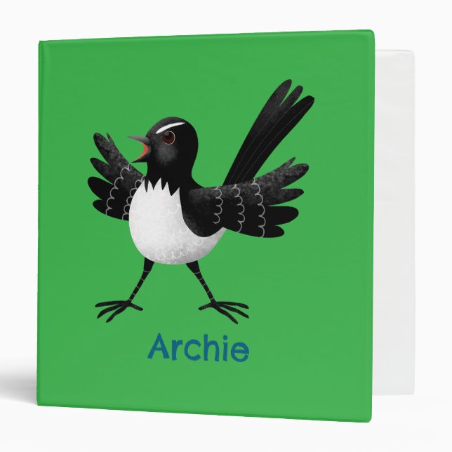 Australian Willie Wagtail cartoon personalized Binder (Front/Inside)