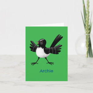 Australian Willie Wagtail cartoon personalized Card