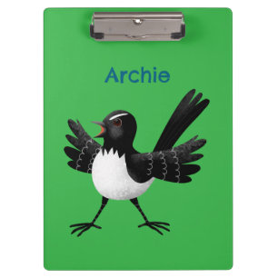 Australian Willie Wagtail cartoon personalized Clipboard