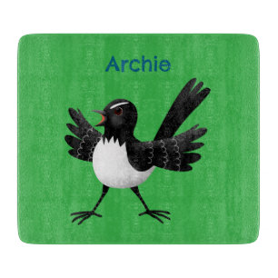 Australian Willie Wagtail cartoon personalized Cutting Board