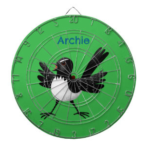 Australian Willie Wagtail cartoon personalized Dartboard