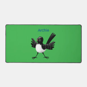 Australian Willie Wagtail cartoon personalized Desk Mat