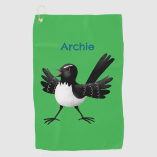 Australian Willie Wagtail cartoon personalized Golf Towel