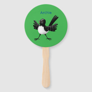 Australian Willie Wagtail cartoon personalized Hand Fan