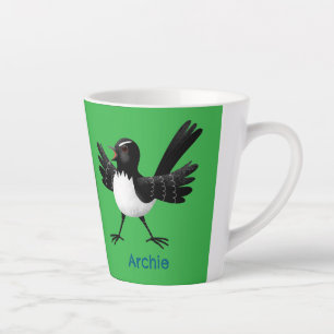 Australian Willie Wagtail cartoon personalized Latte Mug