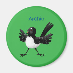 Australian Willie Wagtail cartoon personalized Magnet