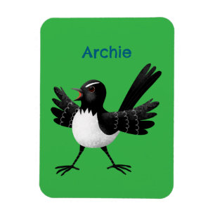 Australian Willie Wagtail cartoon personalized Magnet
