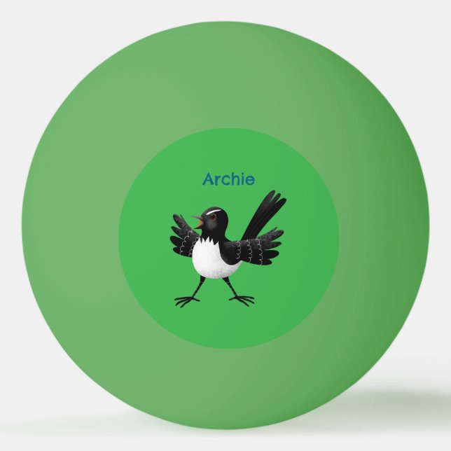 Australian Willie Wagtail cartoon personalized Ping Pong Ball (Front)
