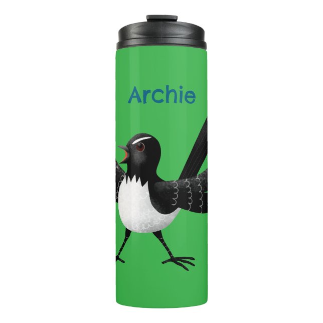 Australian Willie Wagtail cartoon personalized Thermal Tumbler (Front)