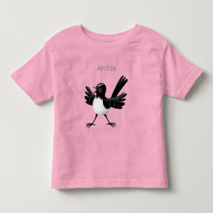 Australian Willie Wagtail cartoon personalized Toddler T-shirt