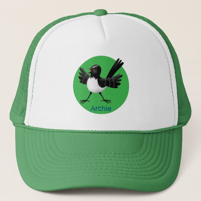 Australian Willie Wagtail cartoon personalized Trucker Hat (Front)