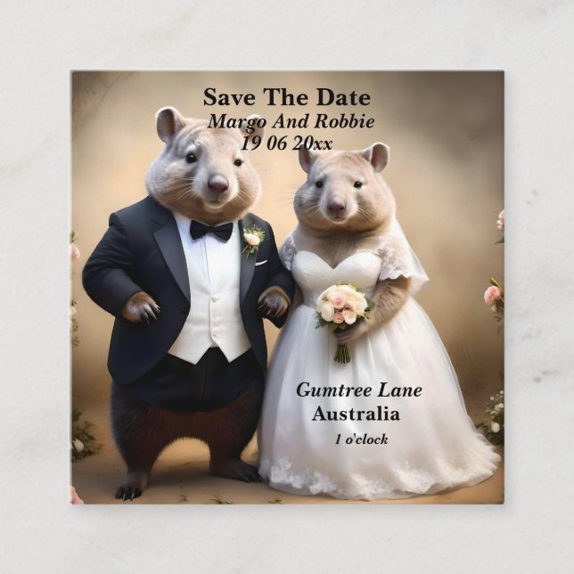 Australian Wombat Wedding Save The Date, Enclosure Card (Front)